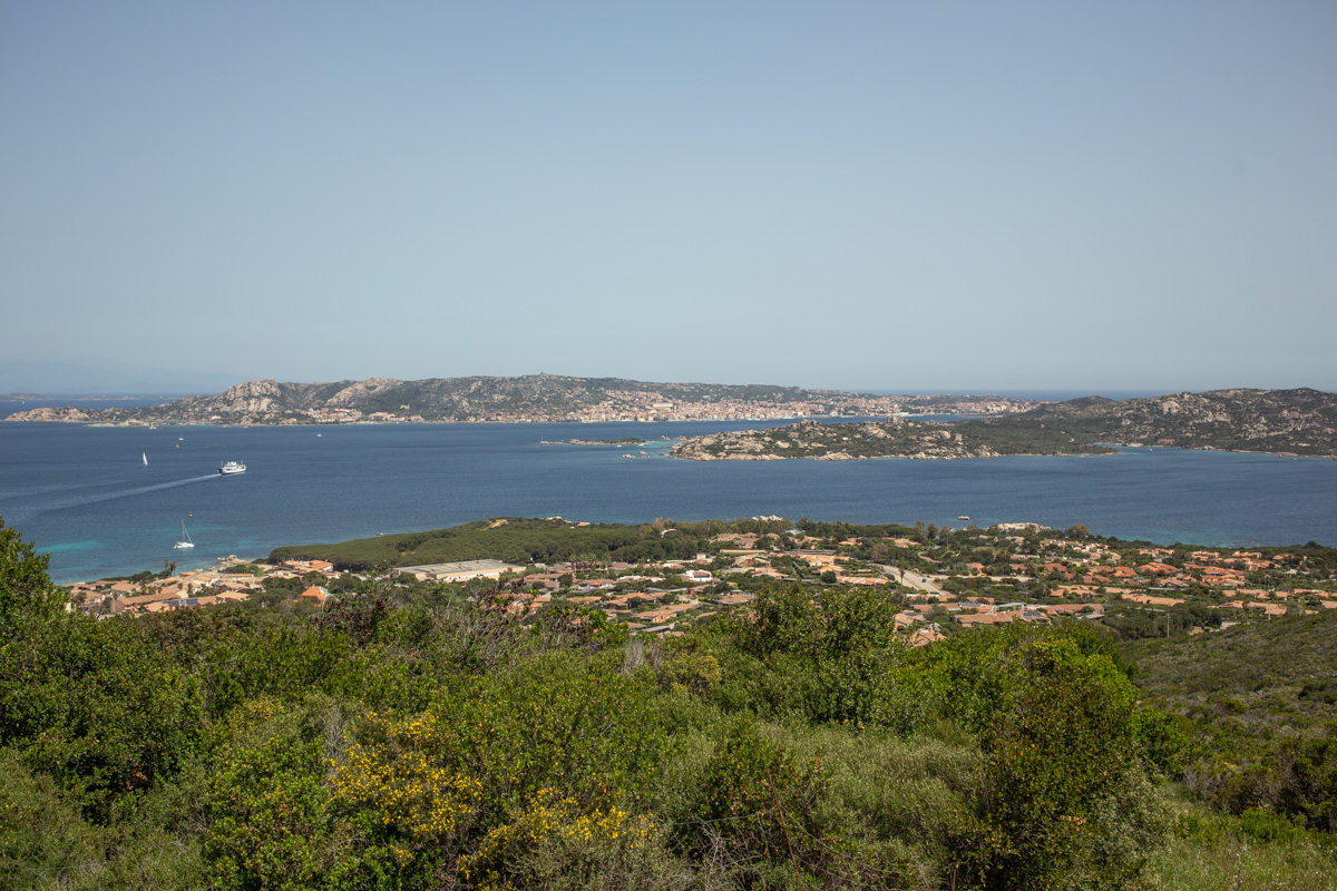 view of la maddalena from a famous vista point in palau, sardinia
