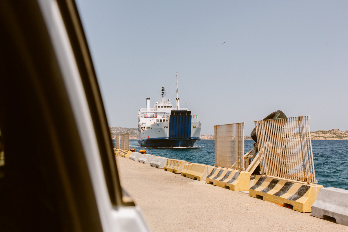 view from the car of a maddalena lines ferry